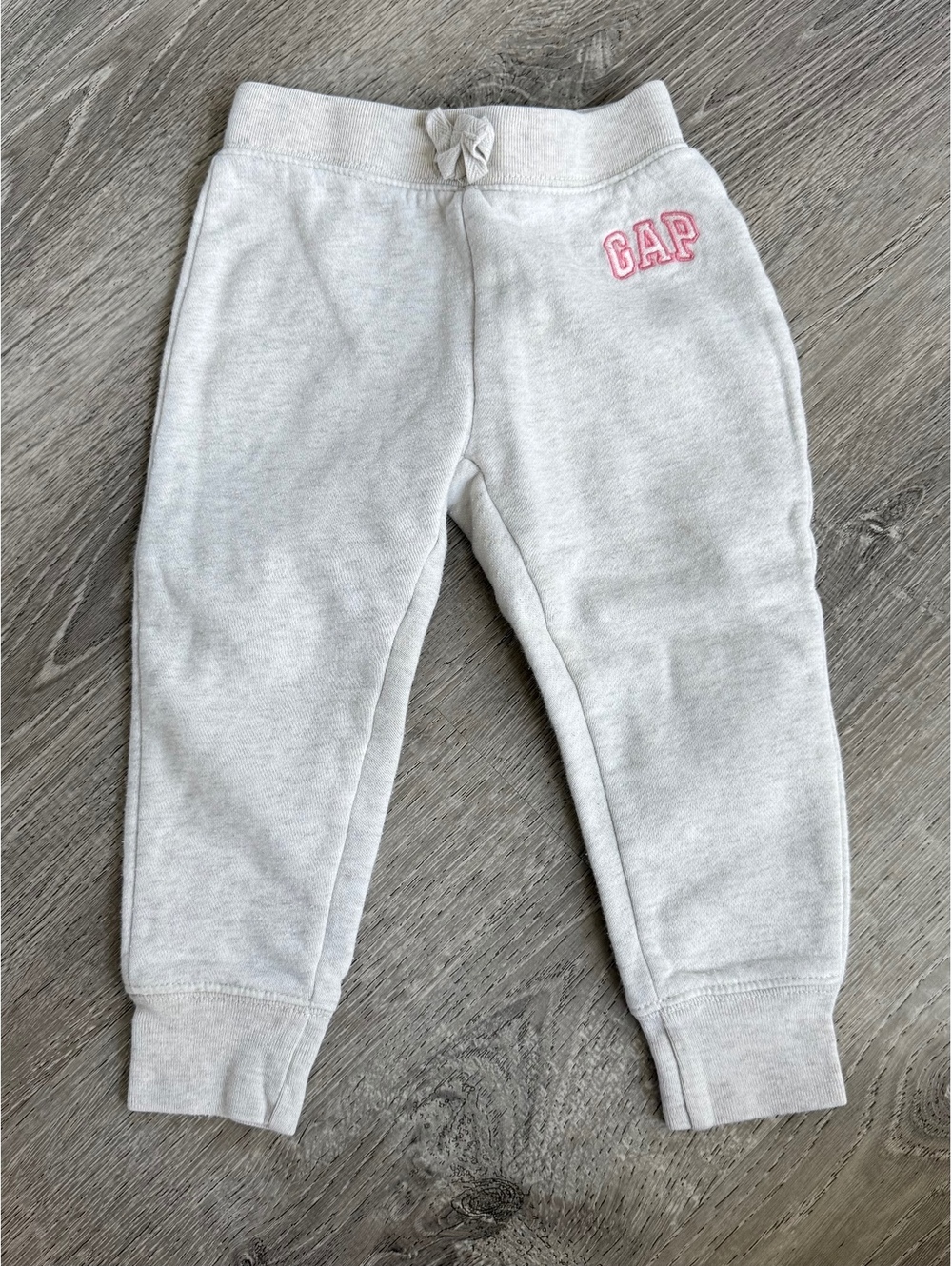 Baby Gap Light Gray Sweatpants with Pink Logo, Size 2T